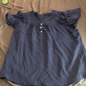 Navy Blue Kids Ruffle Top